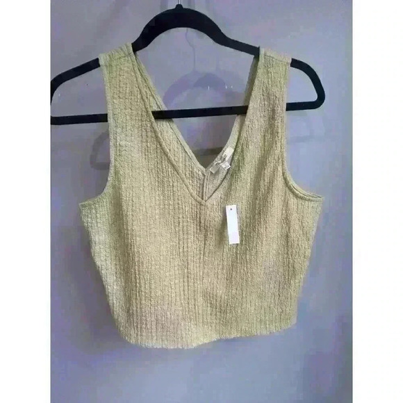 Madewell Rue Top - Geo Stretch Jacquard V Neck Tank in Pale Lichen NWT - Picture 4 of 7